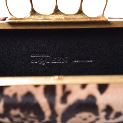 Alexander McQueen Calf Hair Leopard Print Knuckle Box Clutch Brown Black 6 of 7