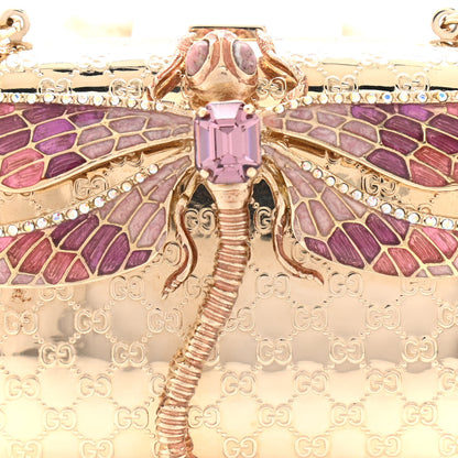 Gucci Metal Guccissima Dragonfly Minaudiere Clutch Gold 8 of 12