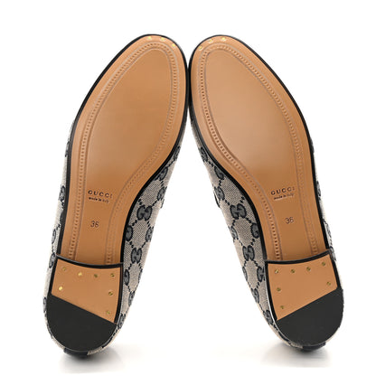 Gucci Monogram Malaga Kid Horsebit Womens Jordaan Loafers 36 Beige Blue 36 Beige Blue 6 of 13