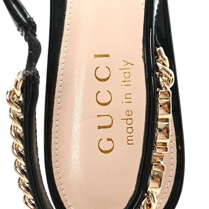 Gucci Patent Signoria 35mm Slingback Pumps 36 Black 8 of 9