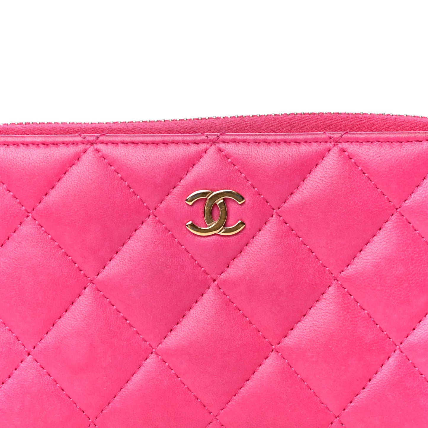 Lambskin Quilted Small Zip Around Wallet Pink