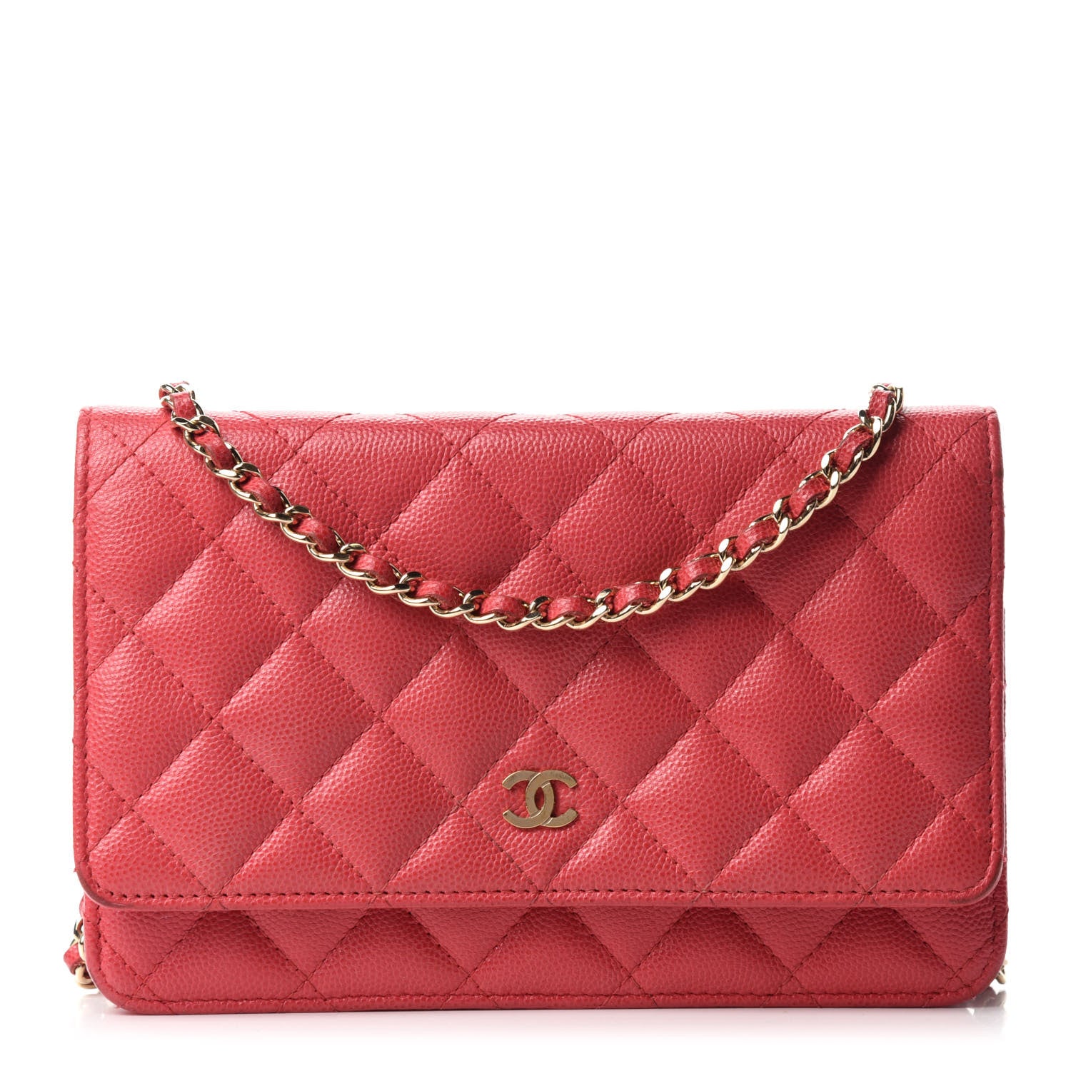 Chanel Caviar Quilted Wallet On Chain WOC Dark Pink 1 of 13