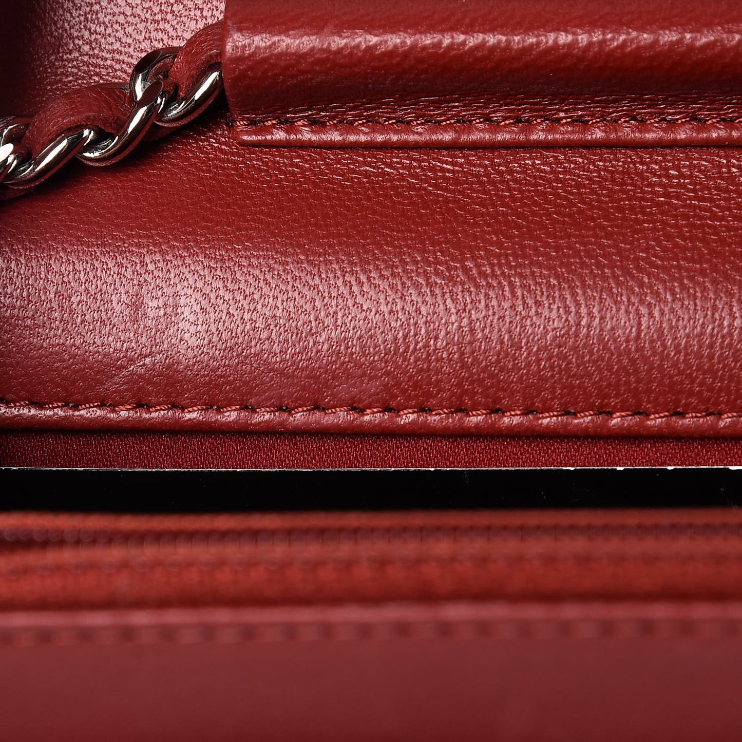 Lambskin Camellia Embossed Wallet On Chain WOC Red