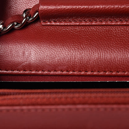 Chanel Lambskin Camellia Embossed Wallet On Chain WOC Red 10 of 17
