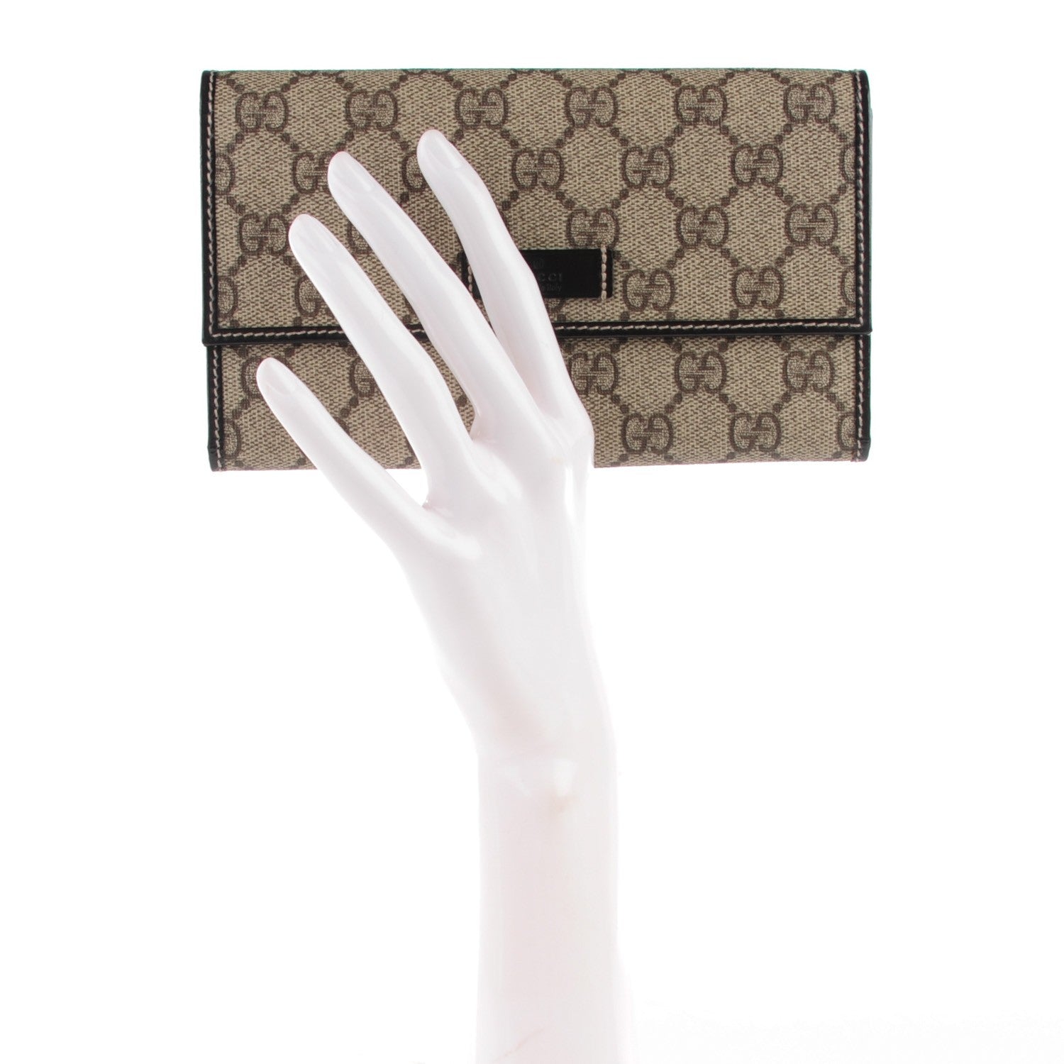 Gucci GG Plus Monogram Joy Continental Snap Oranizer Wallet Beige Ebony Dark Brown 2 of 7