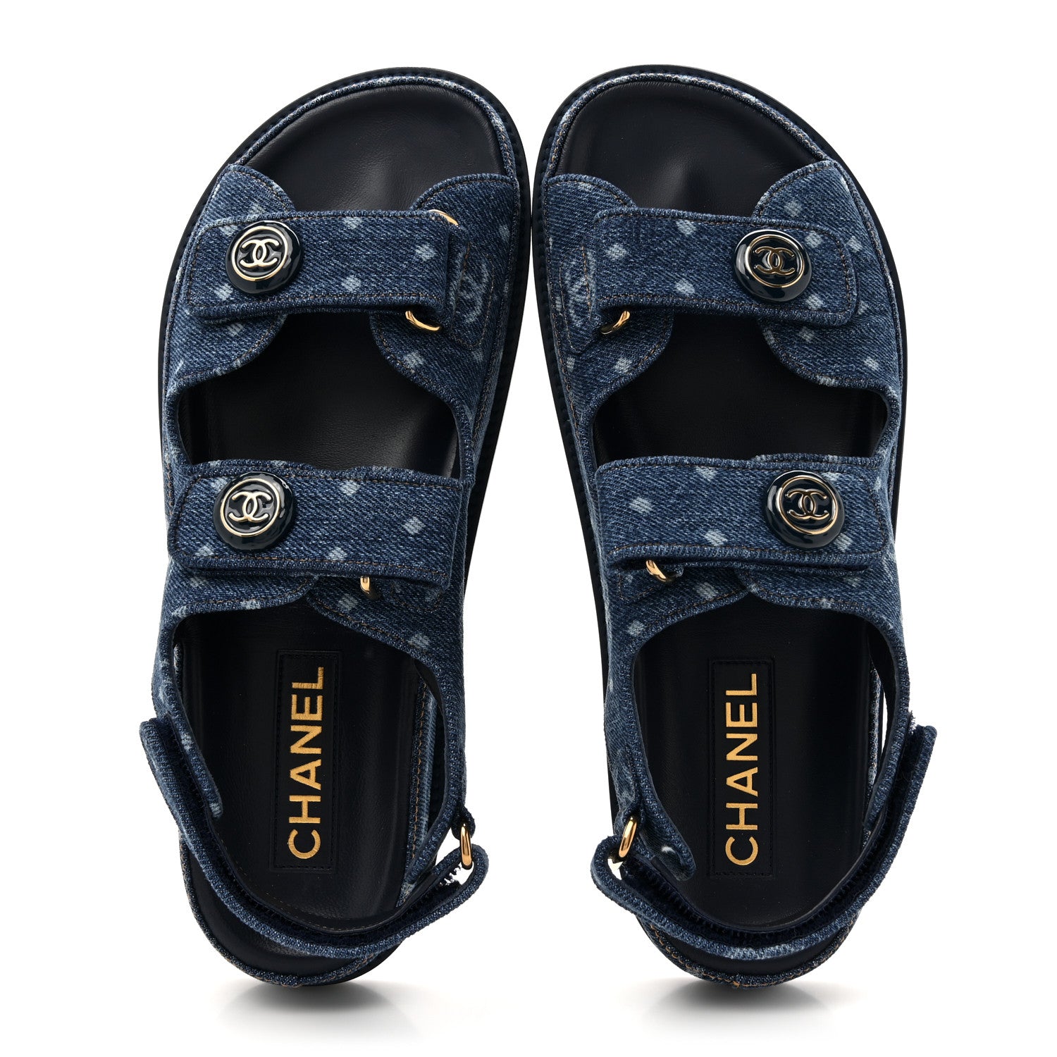 Chanel Printed Denim CC Dad Sandals 38.5 Light Blue 2 of 10