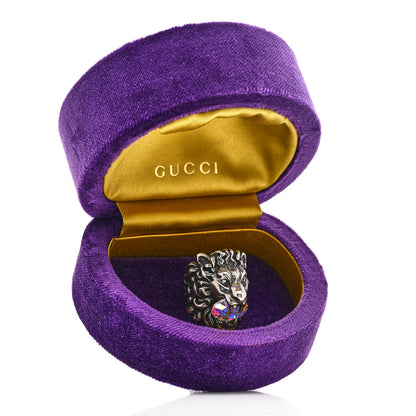 Gucci Metal Crystal Lion Head Ring 16 7.5 multicolor 56 7.5 Silver 8 of 8