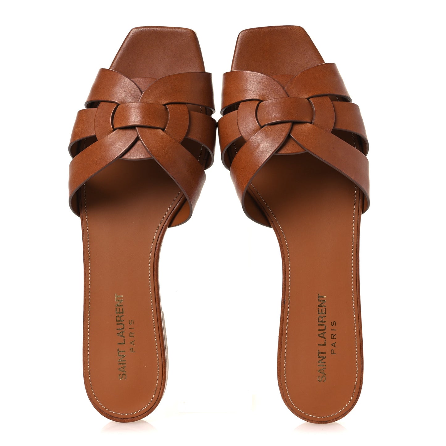 Calfskin Tribute 05 Slide Sandals 38.5 Amber