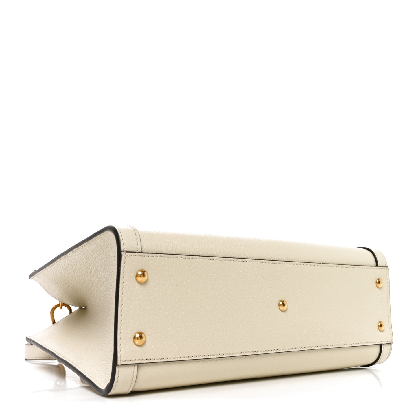 Textured Dollar Calfskin Web Small Diana Tote Bag Mystic White