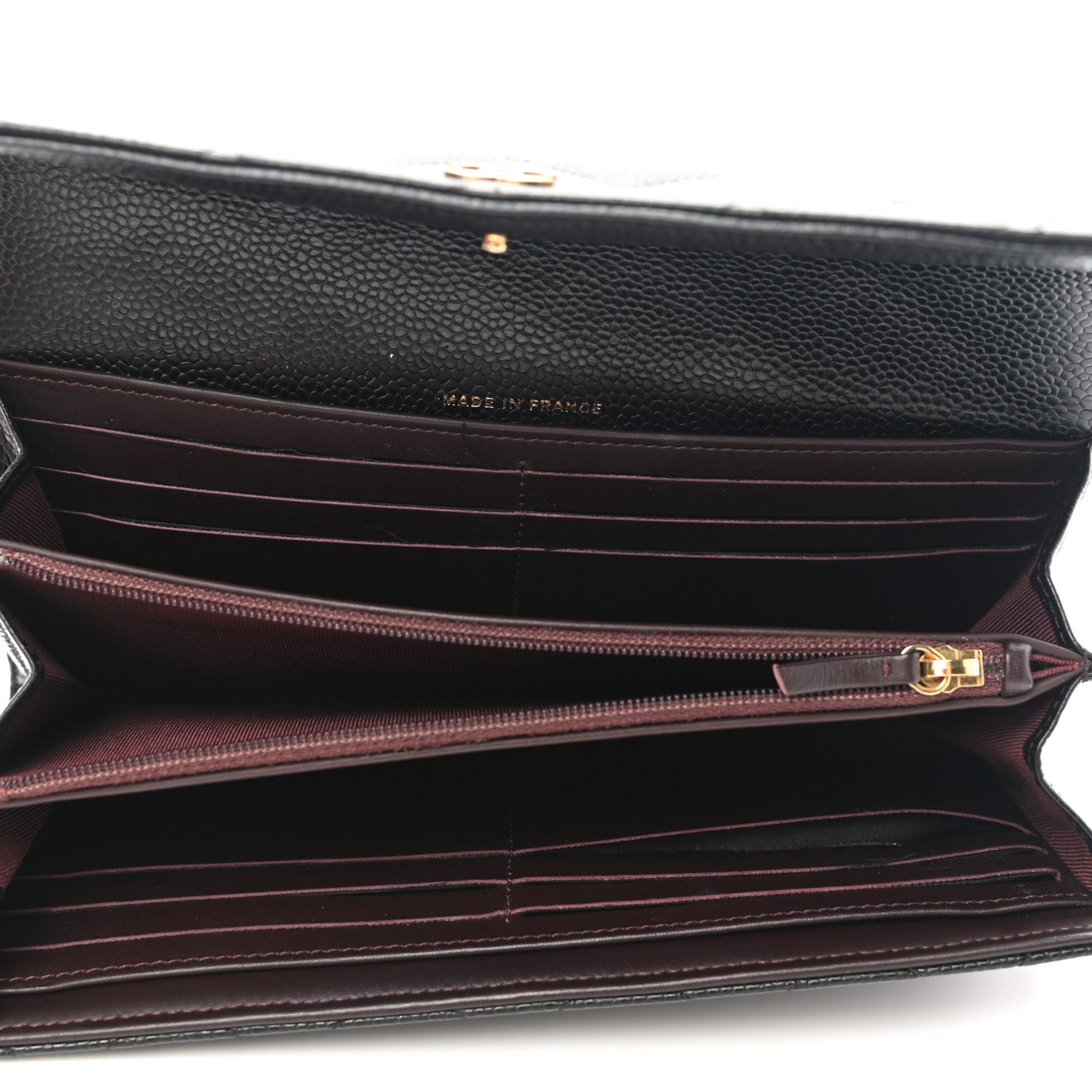 Caviar Quilted Large Gusset Flap Wallet Black