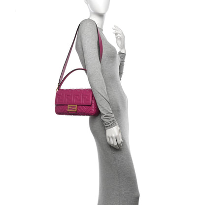 Fendi Nappa FF 1974 Embossed Baguette Ciclamino Pilar 2 of 10