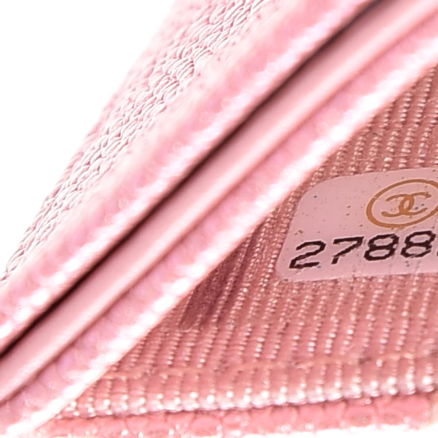 Iridescent Caviar Quilted Card Holder Pink