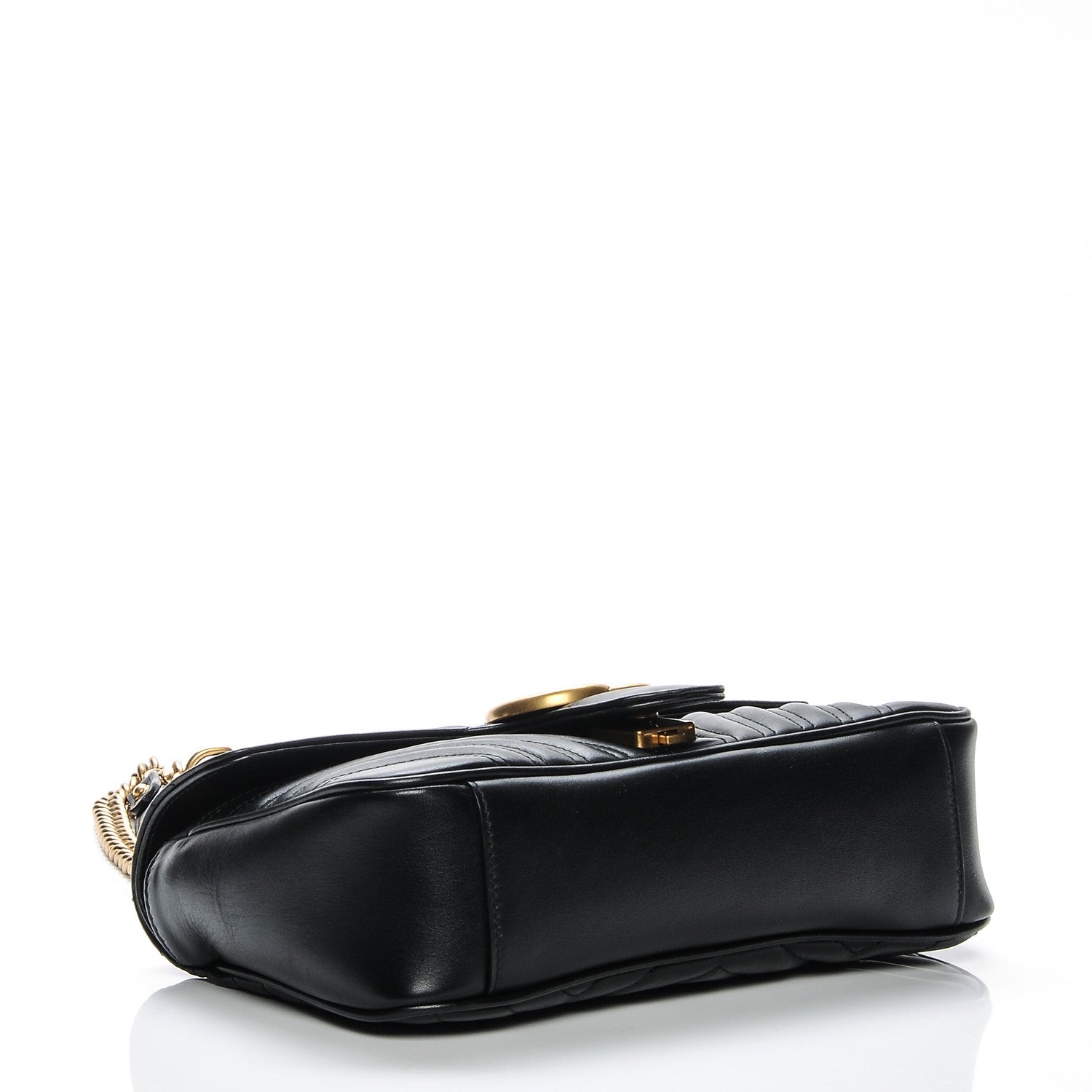 Gucci Calfskin Matelasse Small GG Marmont Shoulder Bag Black 4 of 14