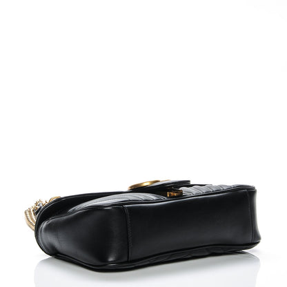 Gucci Calfskin Matelasse Small GG Marmont Shoulder Bag Black 4 of 14