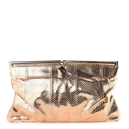 Jimmy Choo Metallic Watersnake Cadence Clutch Nude 1 of 11