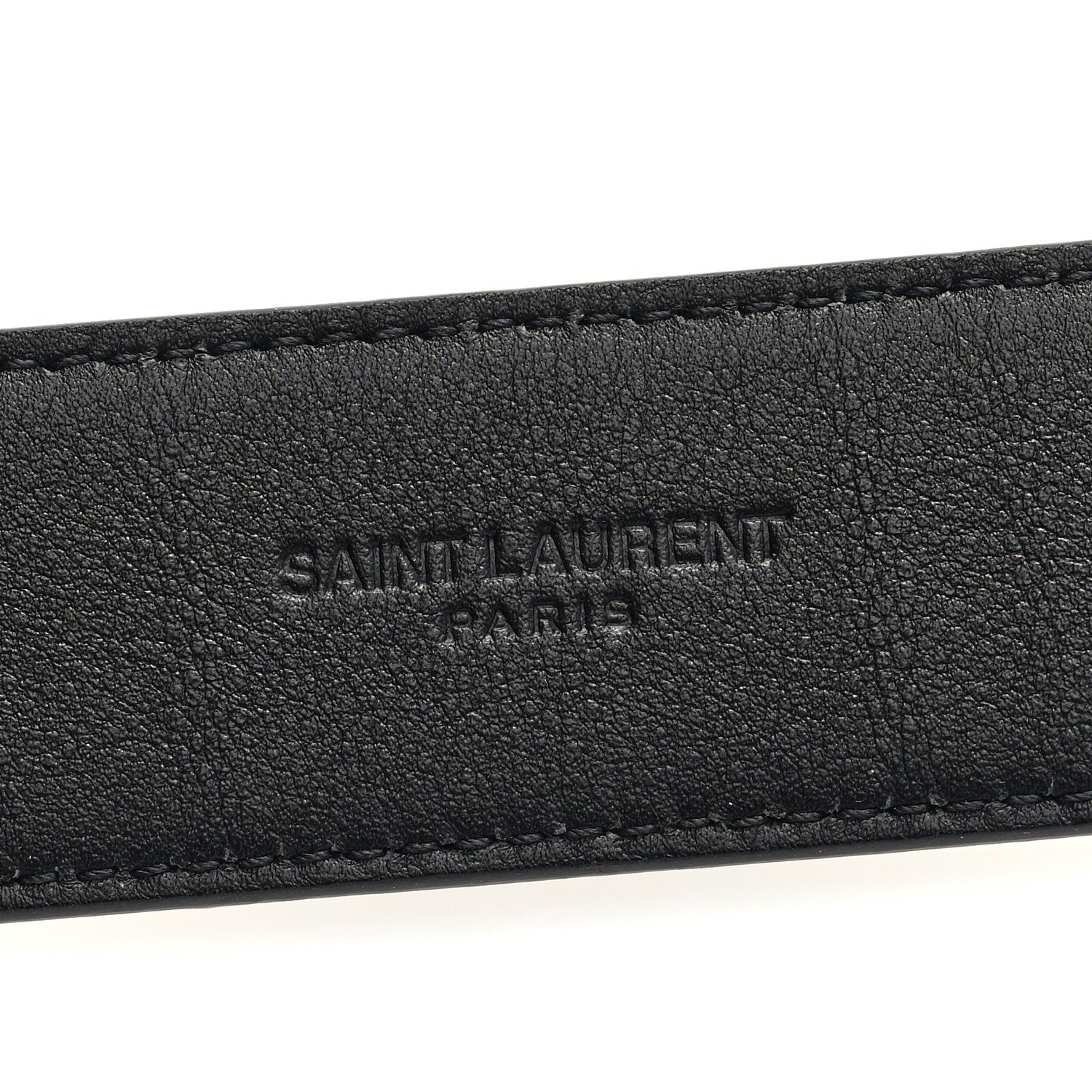 Saint Laurent Grained Calfskin Monogram Cassandre Square Buckle Belt 85 34 Black 3 of 5