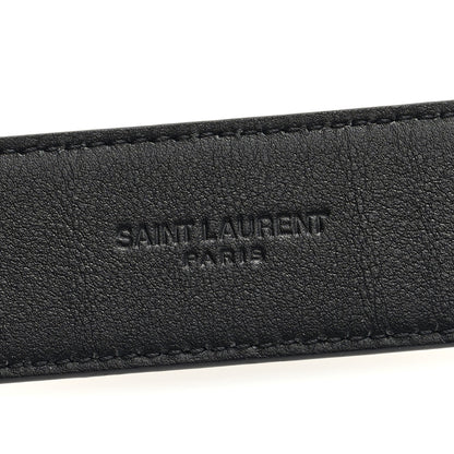 Saint Laurent Grained Calfskin Monogram Cassandre Square Buckle Belt 85 34 Black 3 of 5
