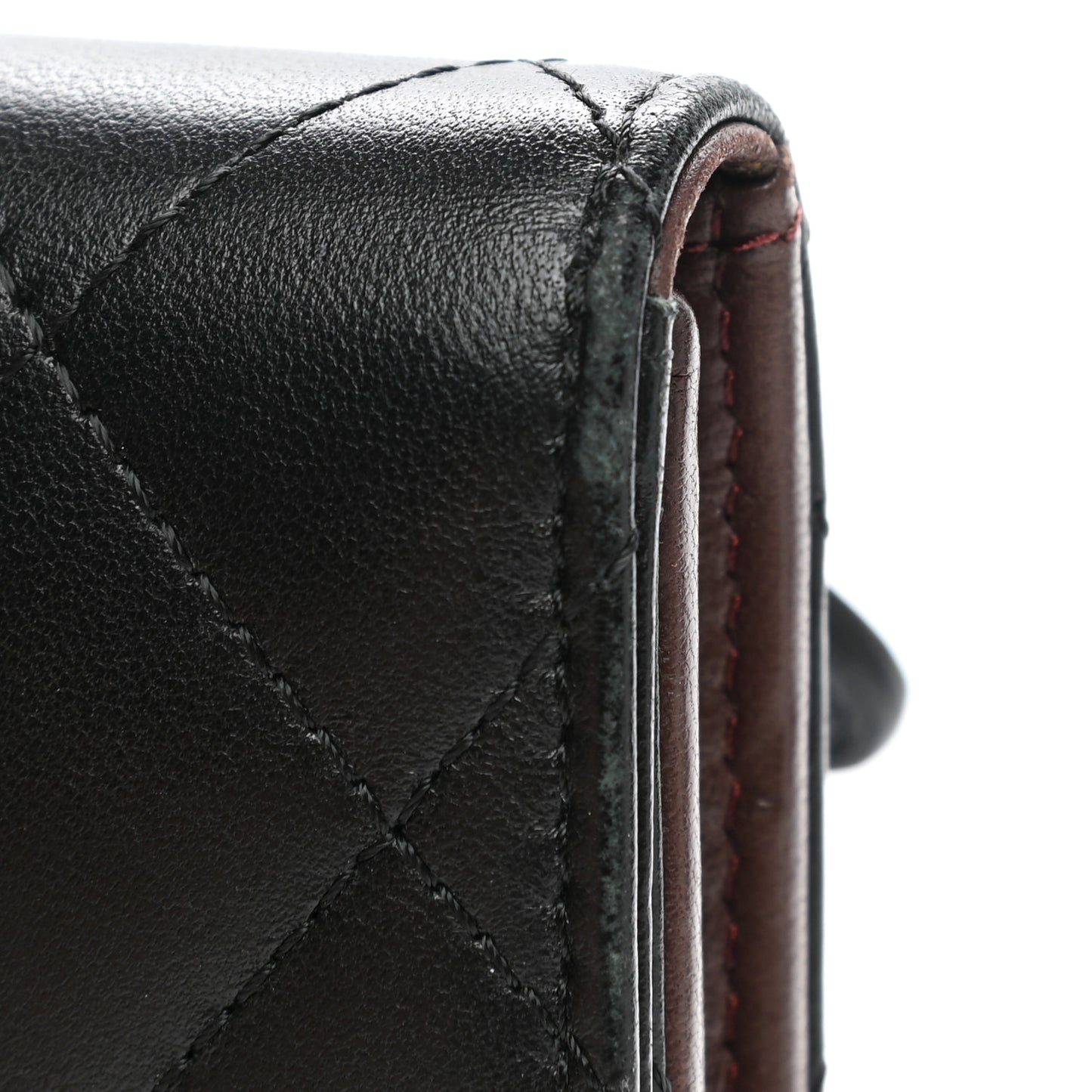 Lambskin Quilted Compact Flap Wallet Black