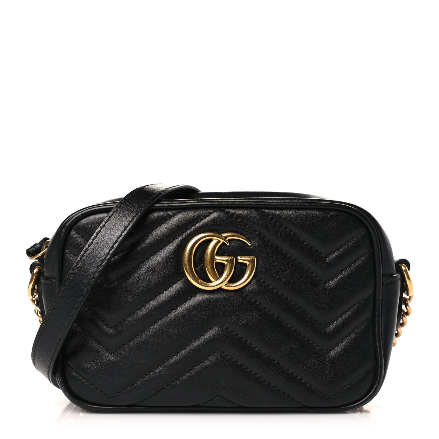 Calfskin Matelasse Mini GG Marmont Chain Shoulder Bag Black
