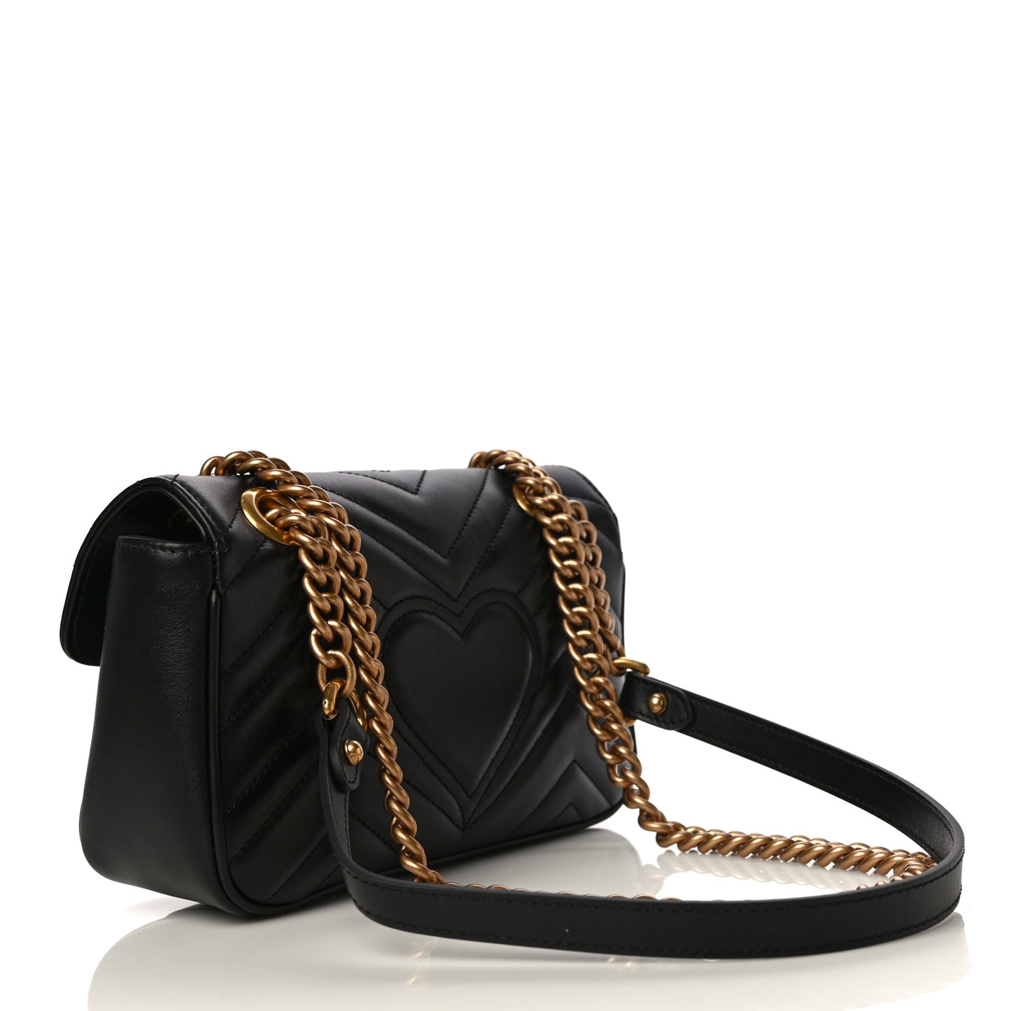 Calfskin Matelasse Mini GG Marmont Shoulder Bag Black