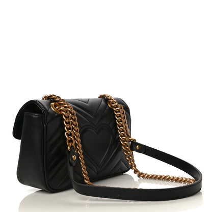 Gucci Calfskin Matelasse Mini GG Marmont Shoulder Bag Black 3 of 12