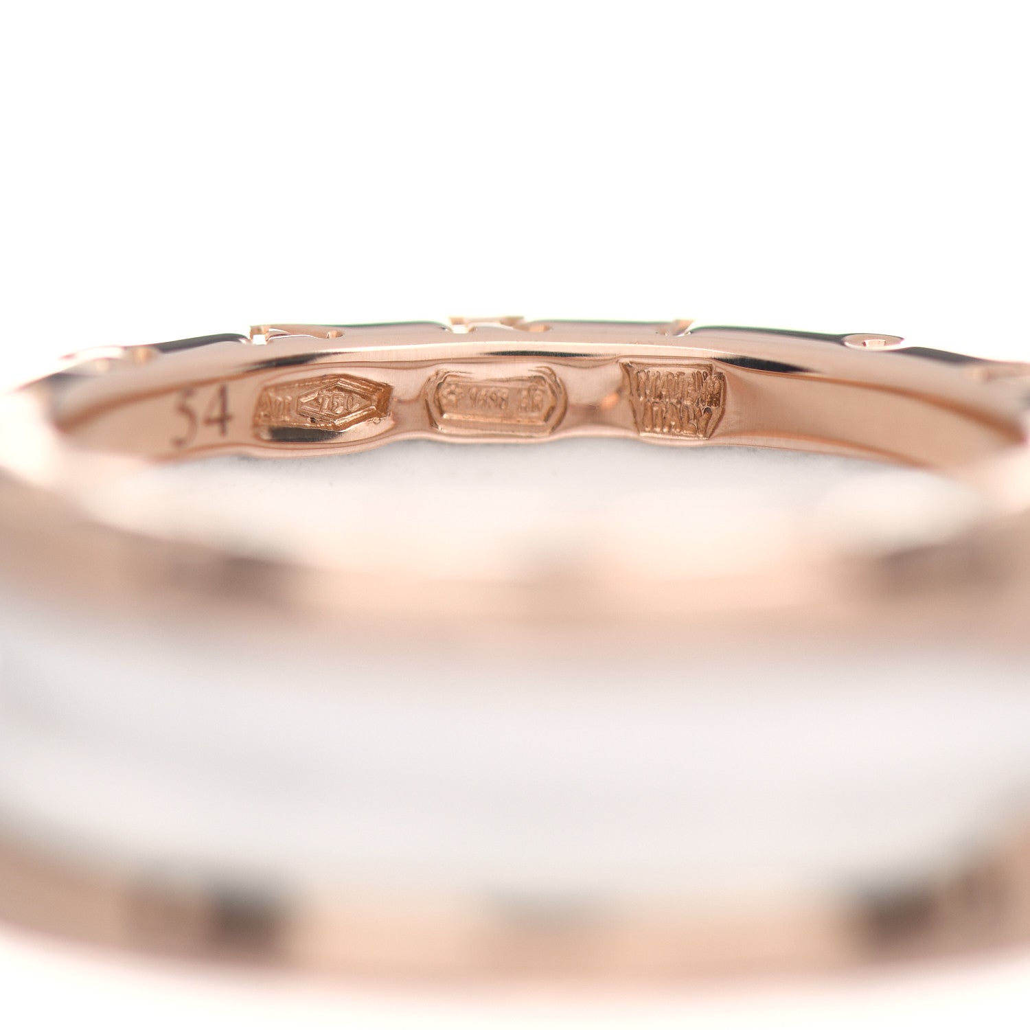 Bulgari 18K Rose Gold White Ceramic B.Zero1 Two-Band Ring 54 6.75 5 of 6