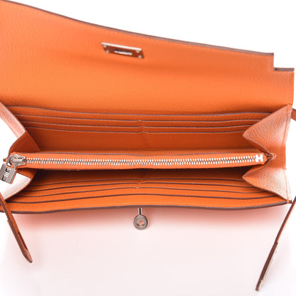 Hermes Chevre Mysore Kelly Longue Wallet Orange 5 of 8