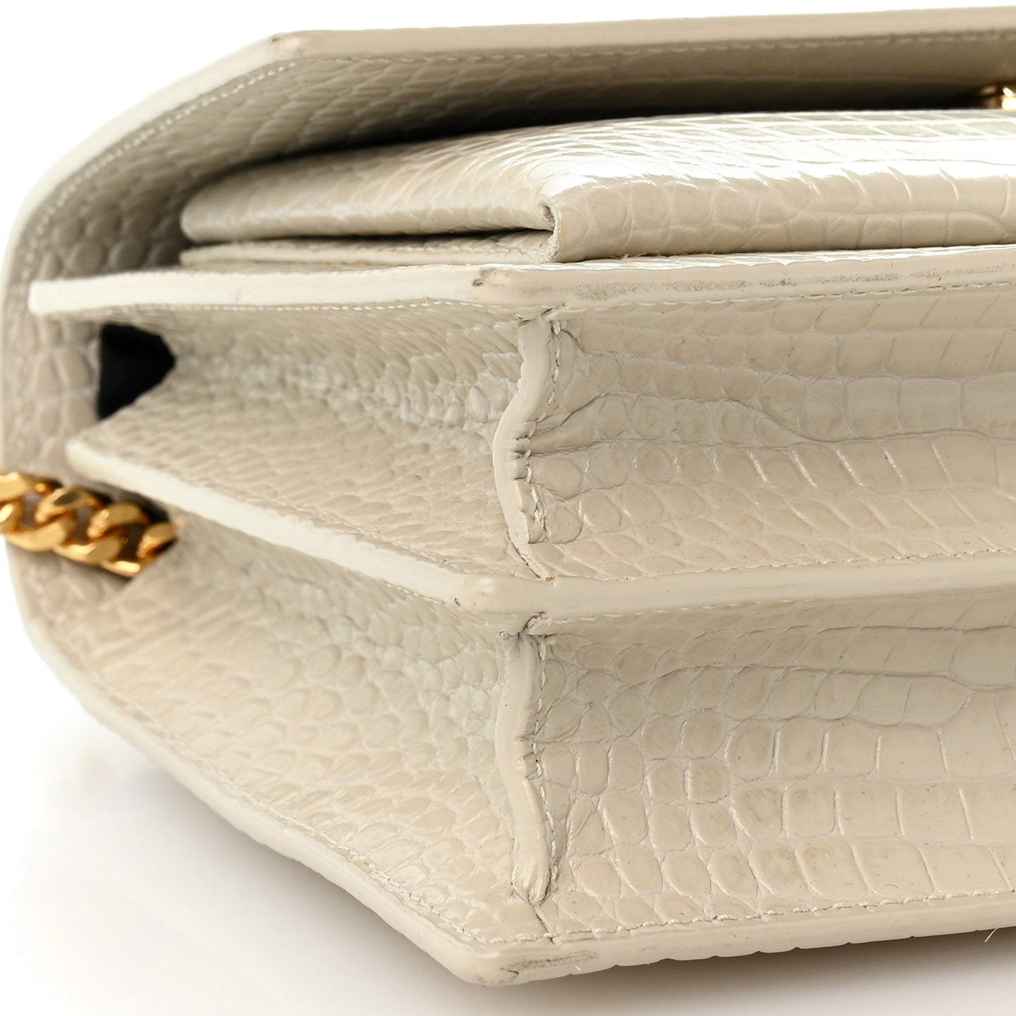 Calfskin Crocodile Embossed Medium Monogram Sunset Blanc Vintage