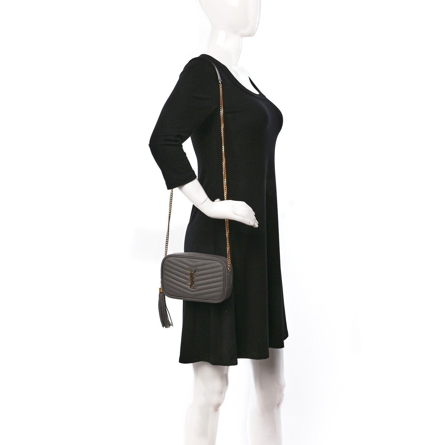 Saint Laurent Grain De Poudre Matelasse Monogram Mini Lou Camera Bag Fog 2 of 9