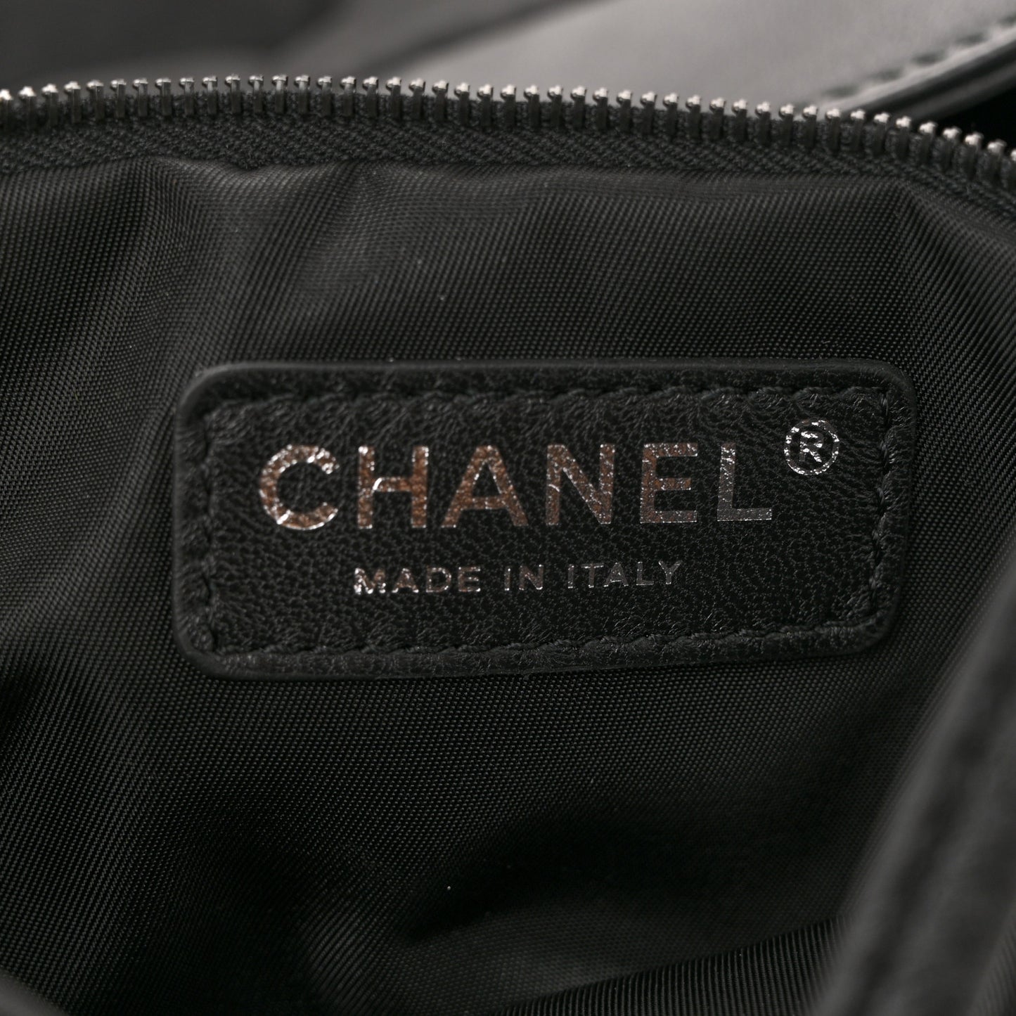 Nylon Calfskin CC Beach Tote Black