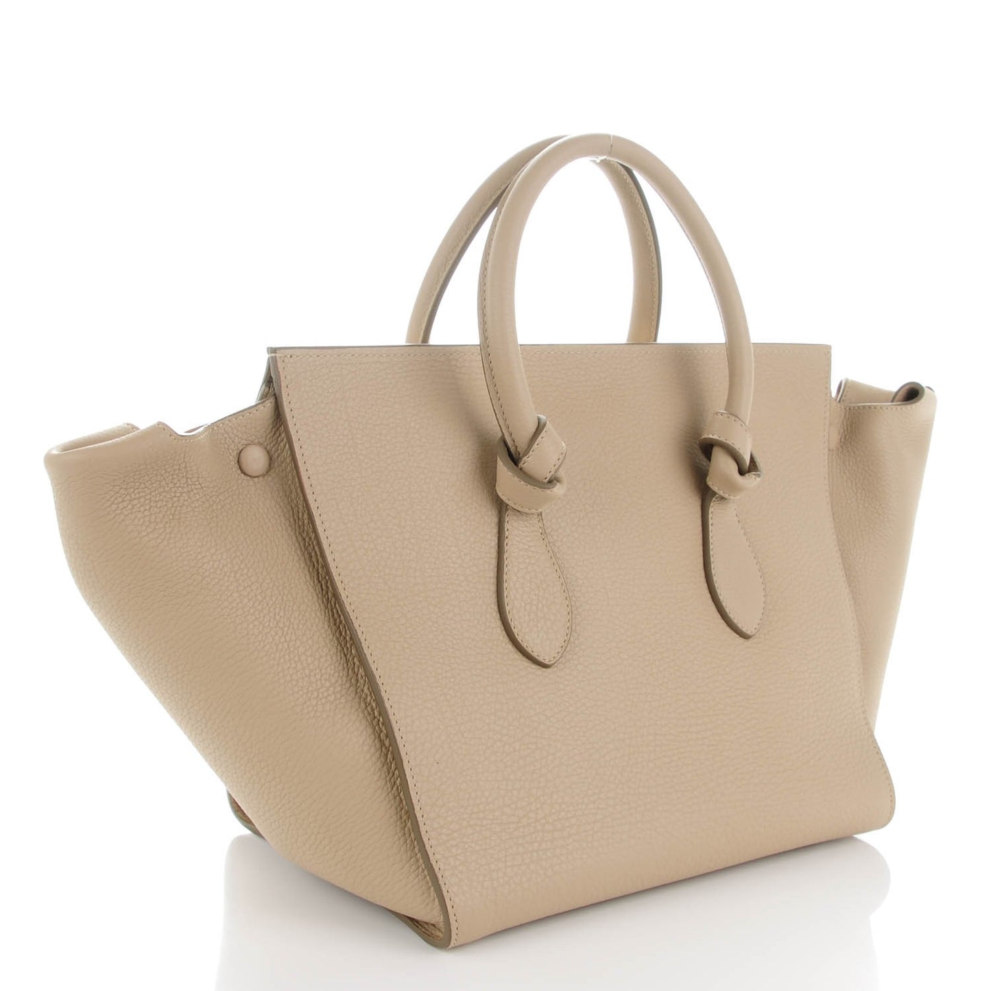 Crisped Calfskin Small Tie Knot Tote Light Taupe