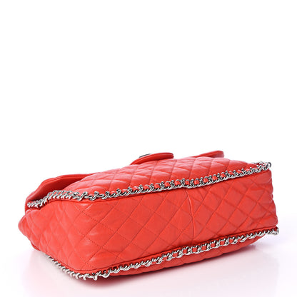 Chanel Washed Lambskin Quilted Maxi Chain Around Flap Red 3 of 9