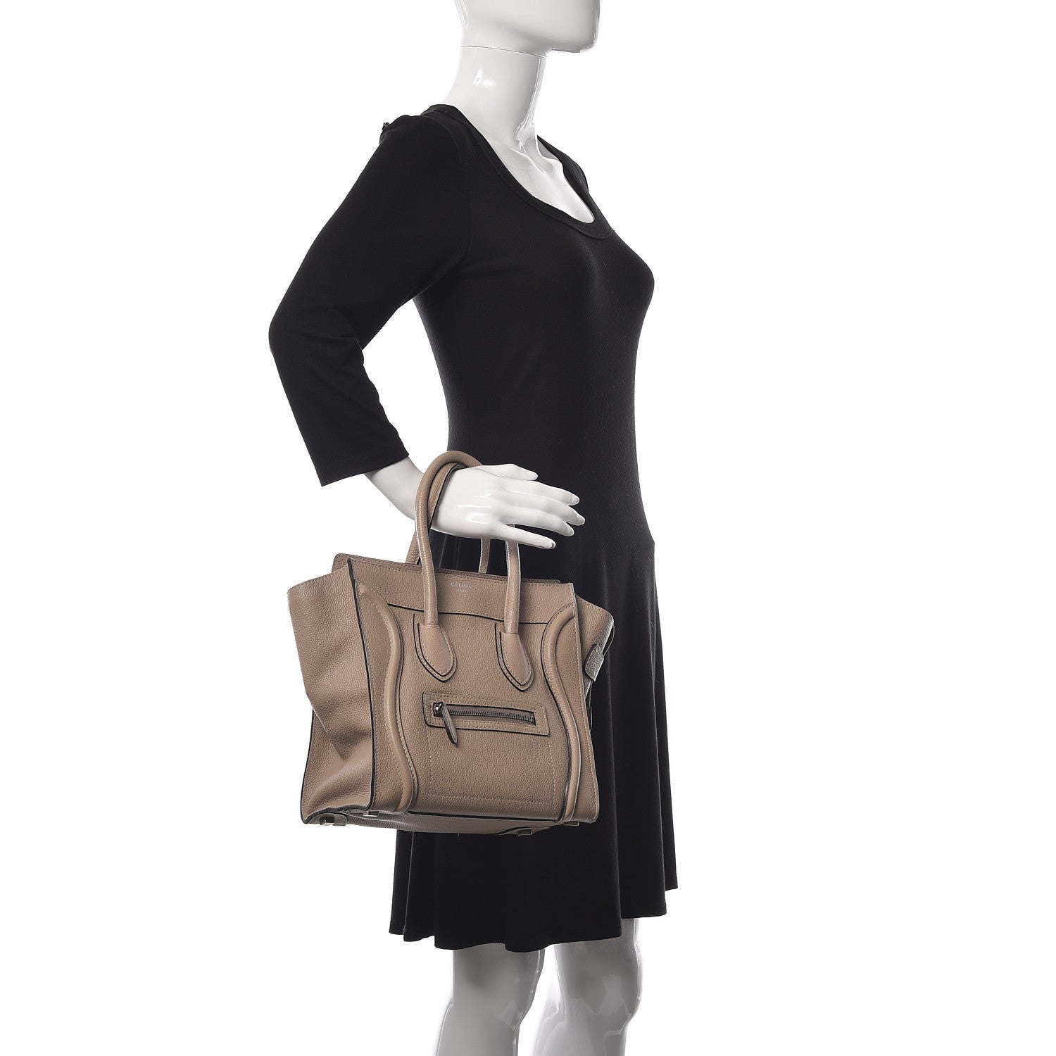 Celine Drummed Calfskin Micro Luggage Dune 2 of 11