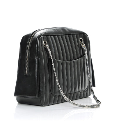 Chanel Lambskin Vertical Quilted Mademoiselle Small Camera Case Black 3 of 14