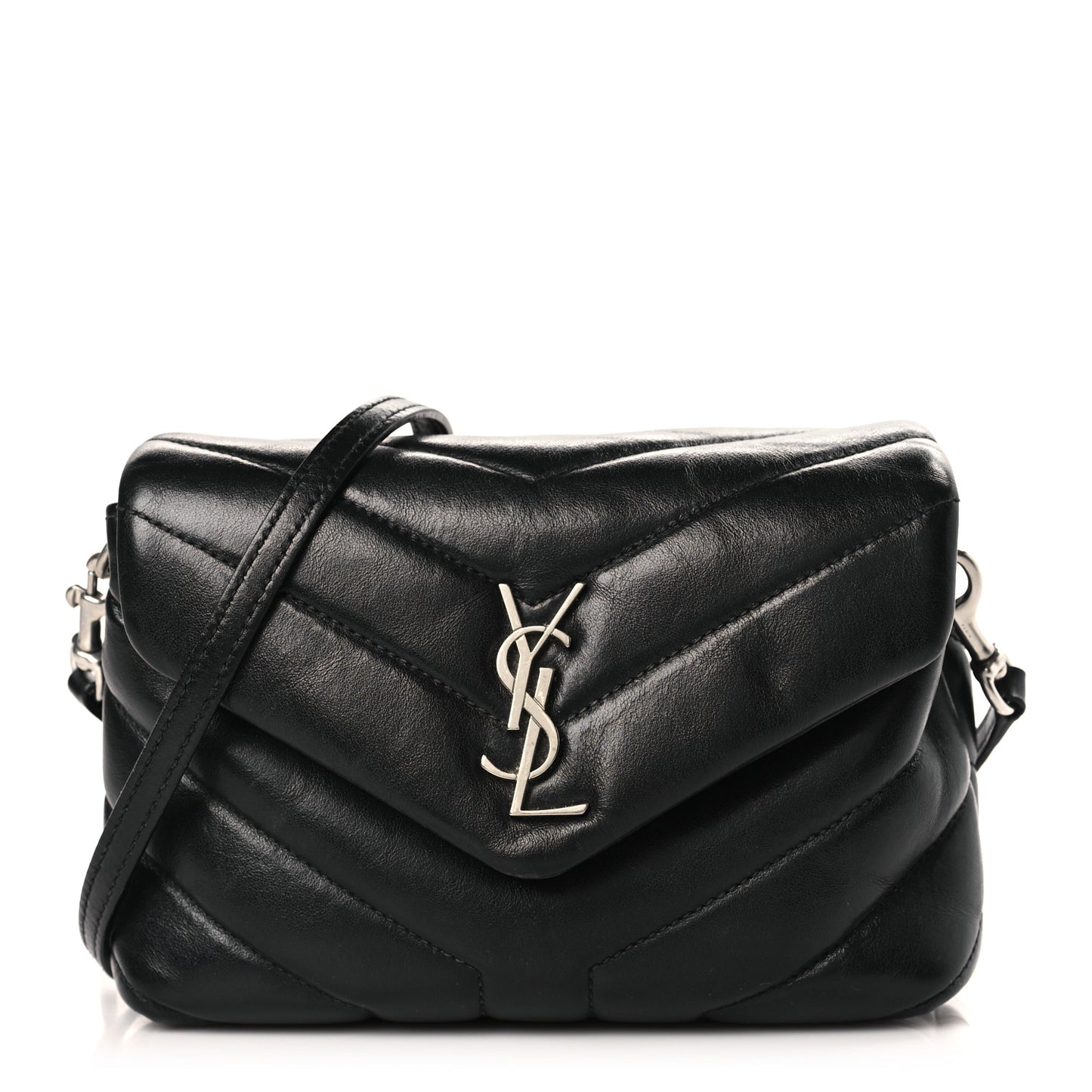 Calfskin Y Quilted Monogram Toy Loulou Crossbody Bag Black