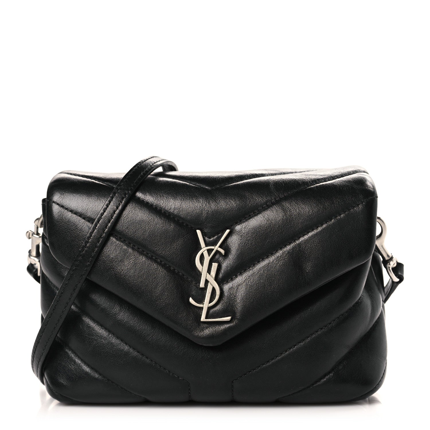 Saint Laurent Calfskin Y Quilted Monogram Toy Loulou Crossbody Bag Black 1 of 10