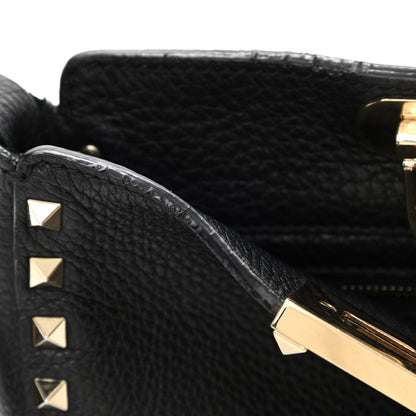 Valentino Garavani Pebbled Calfskin Mini Rockstud Flip-Lock Messenger Bag Black 14 of 14