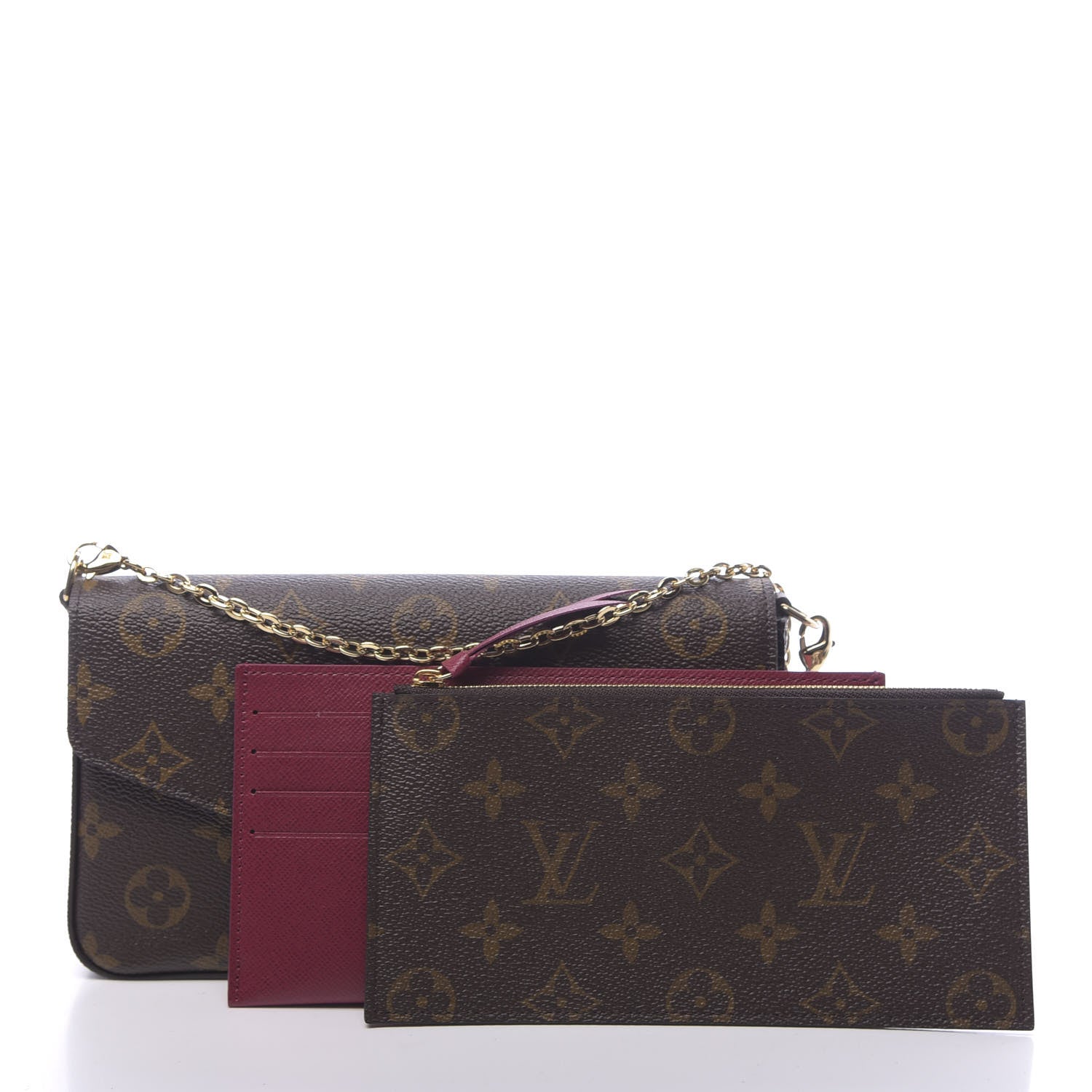 Louis Vuitton Monogram Pochette Felicie Chain Wallet Fuchsia 3 of 11