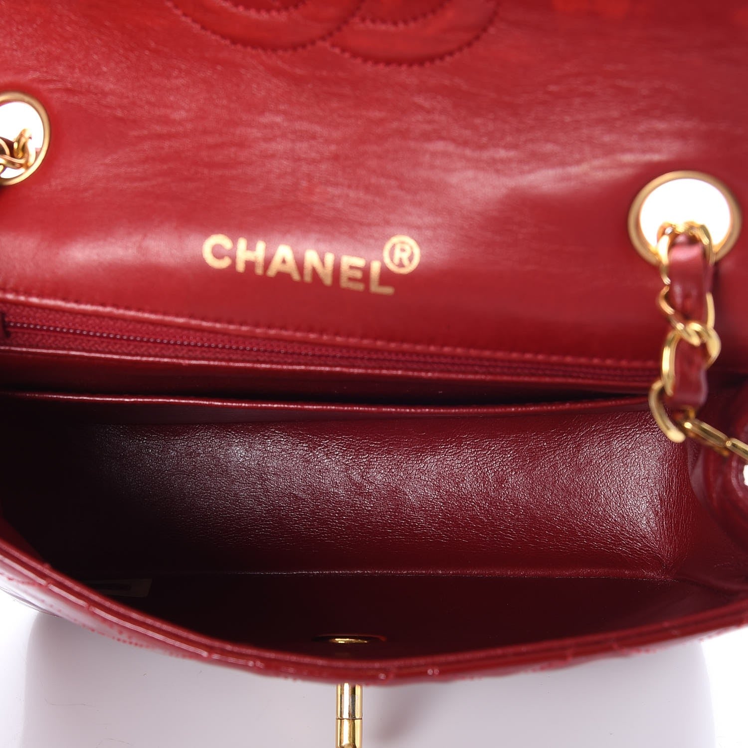 Chanel Patent Quilted Mini Square Flap Red 5 of 18
