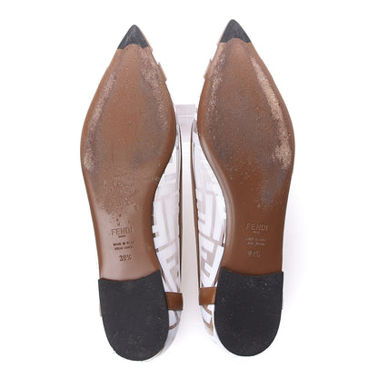 Fendi PVC Calfskin FF Colibri Ballerina Flats 39.5 White Cuoio 5 of 12