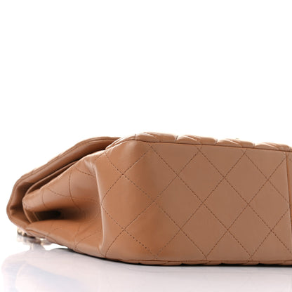 Chanel Lambskin Quilted Jumbo Double Flap Dark Beige 7 of 8