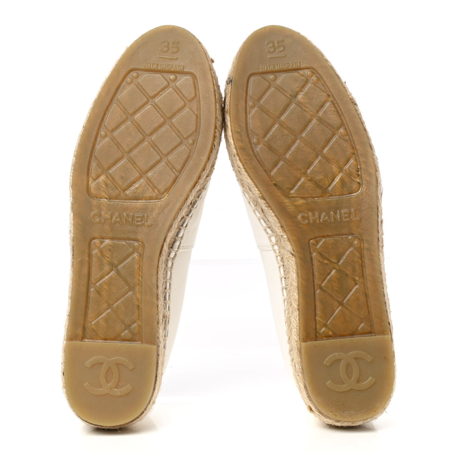 Lambskin CC Espadrilles 35 White Black
