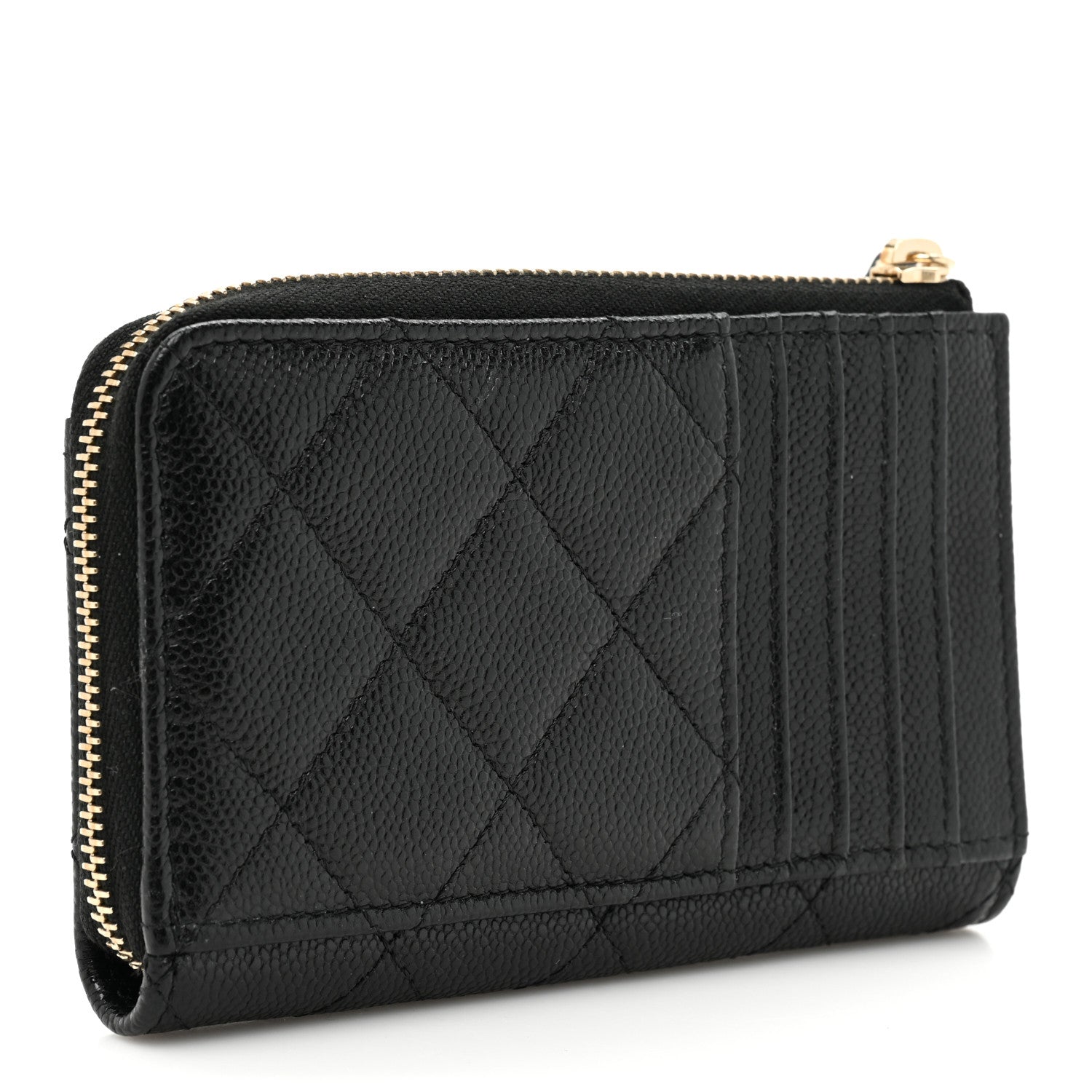 Chanel Caviar Quilted CC Zip Around Card Holder Black 3 of 10