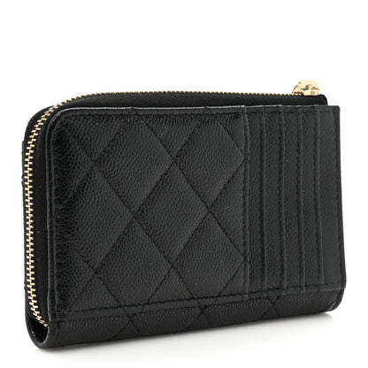 Chanel Caviar Quilted CC Zip Around Card Holder Black 3 of 10