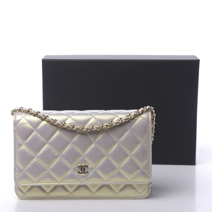 Chanel Iridescent Lambskin Quilted Wallet On Chain WOC Ivory 12 of 12