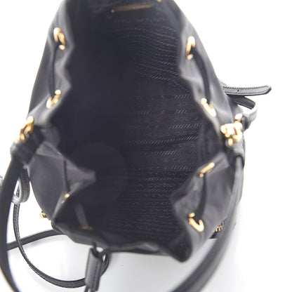 Prada Saffiano Tessuto Nylon Mini Bucket Crossbody Bag Black 4 of 8