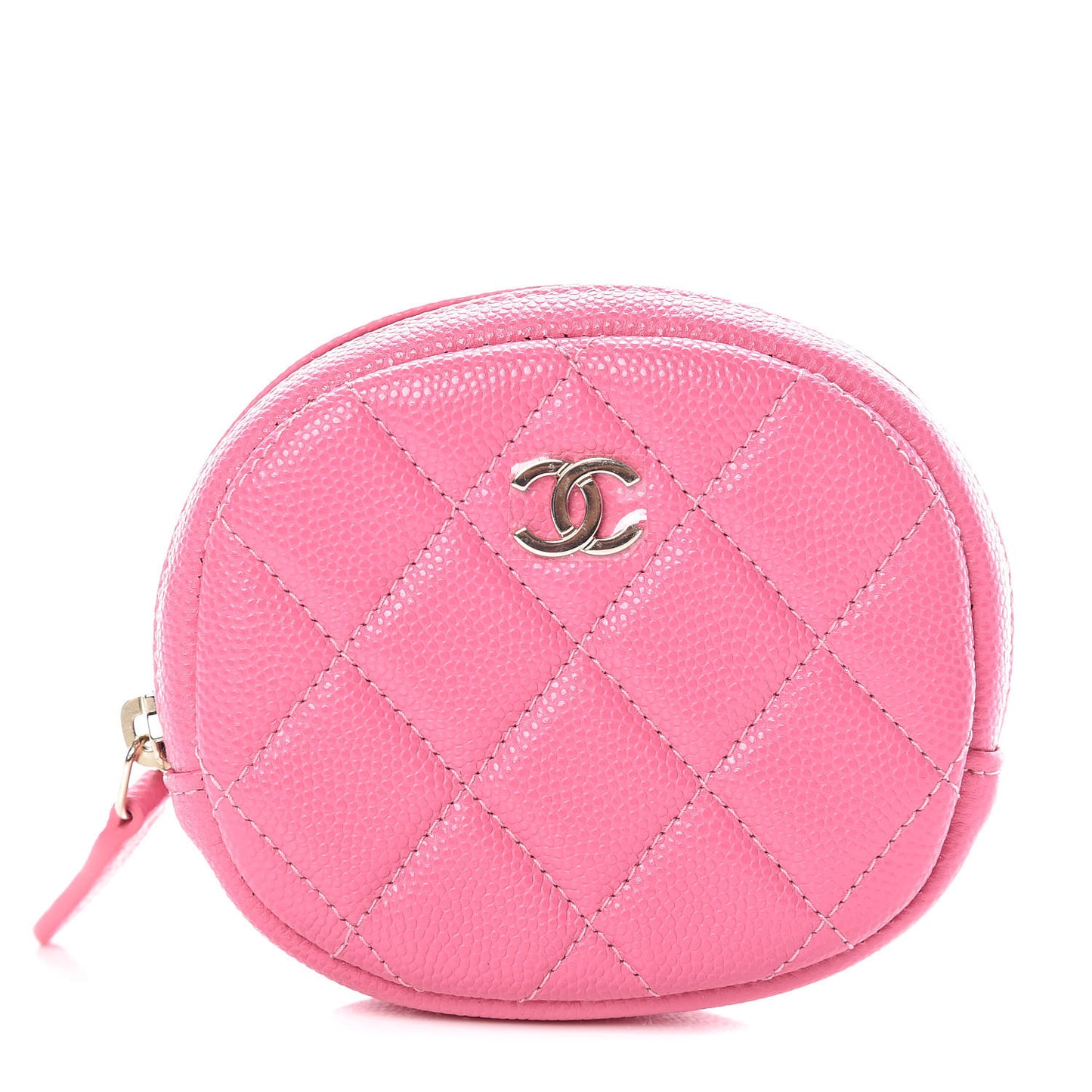 Iridescent Caviar Quilted Zip Around Classic Coin Purse Pink