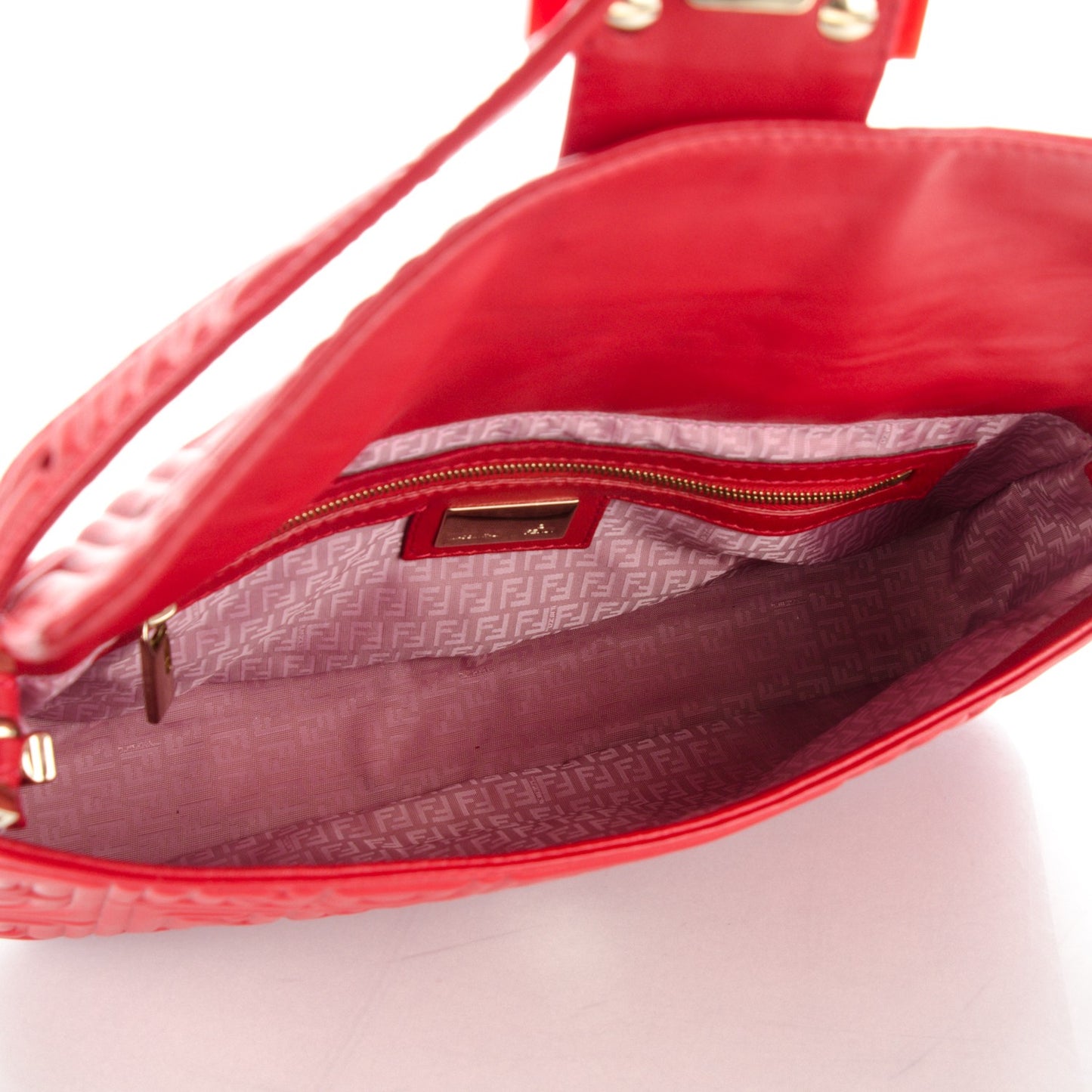 Nappa Logo Embossed Baguette Red