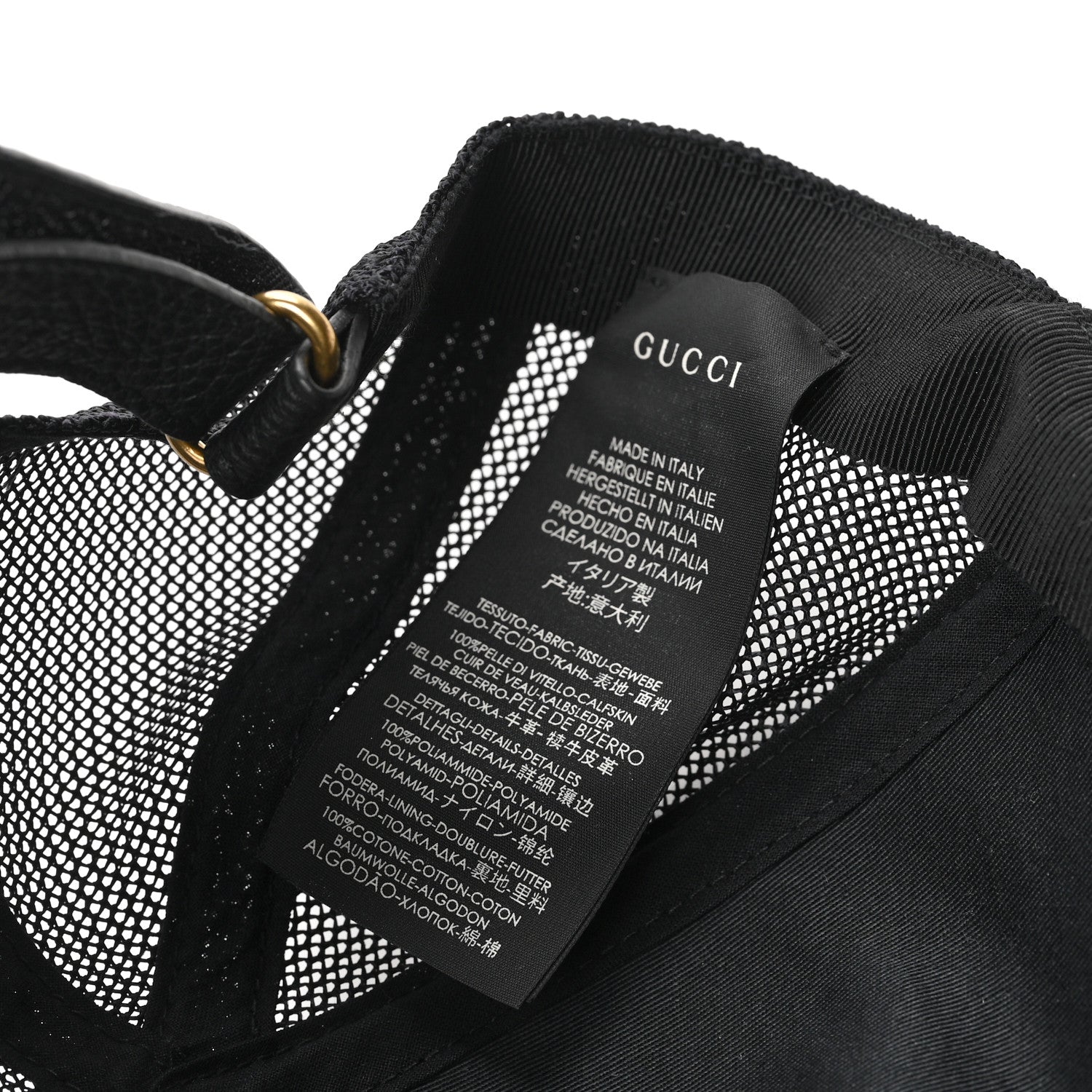 Gucci Grained Calfskin Logo Baseball Hat S Black 7 of 7