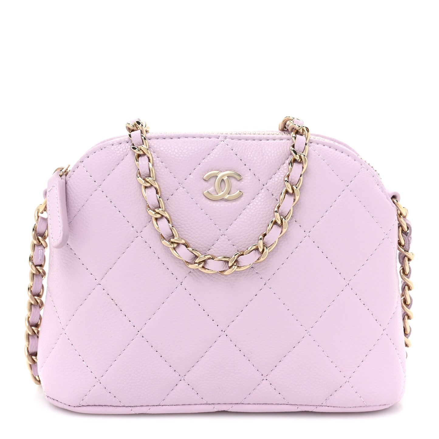 Caviar Quilted Clutch with Chain Light Purple
